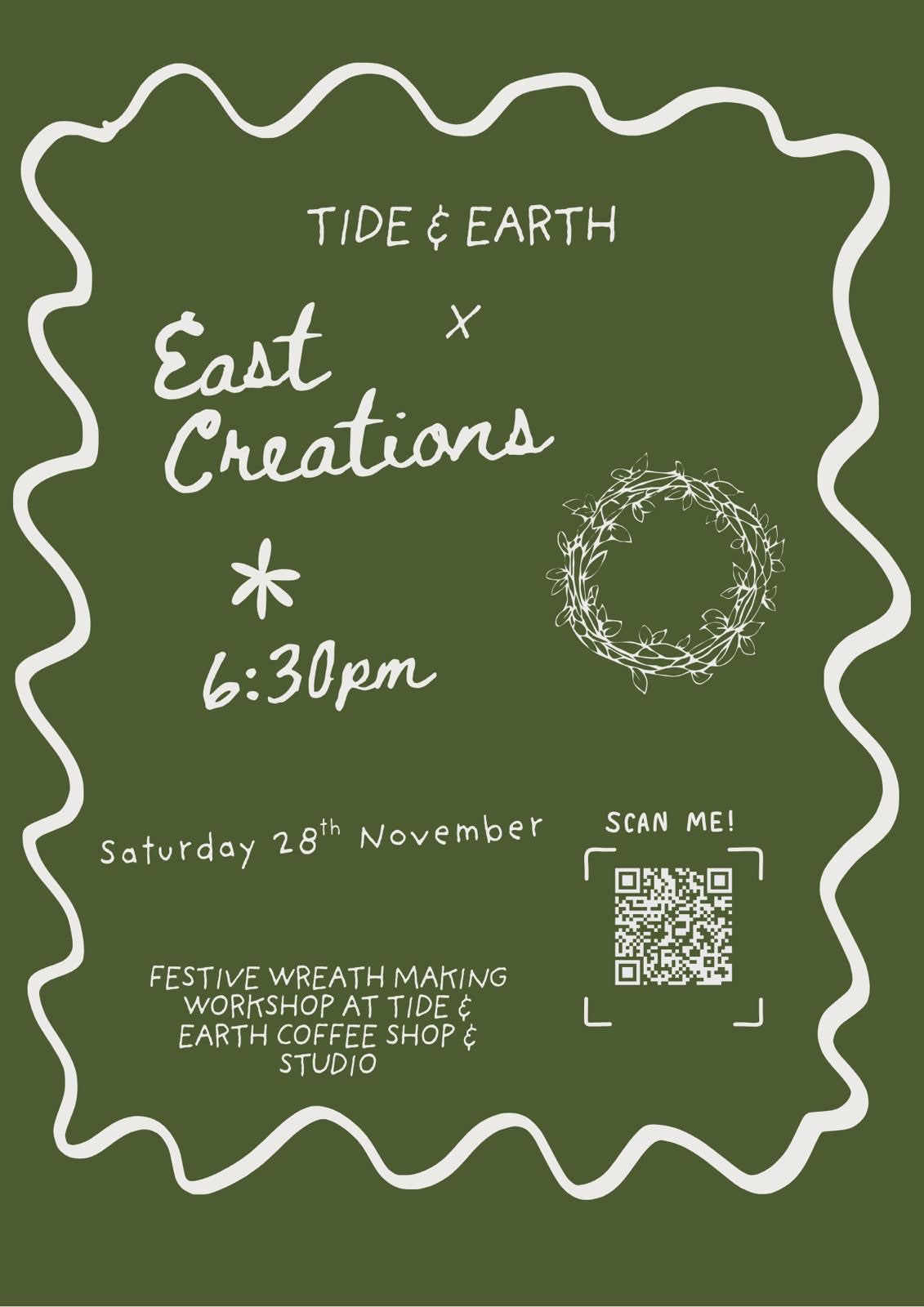 Christmas Wreath Workshop at Tide and Earth Coffee Shop - November 28th