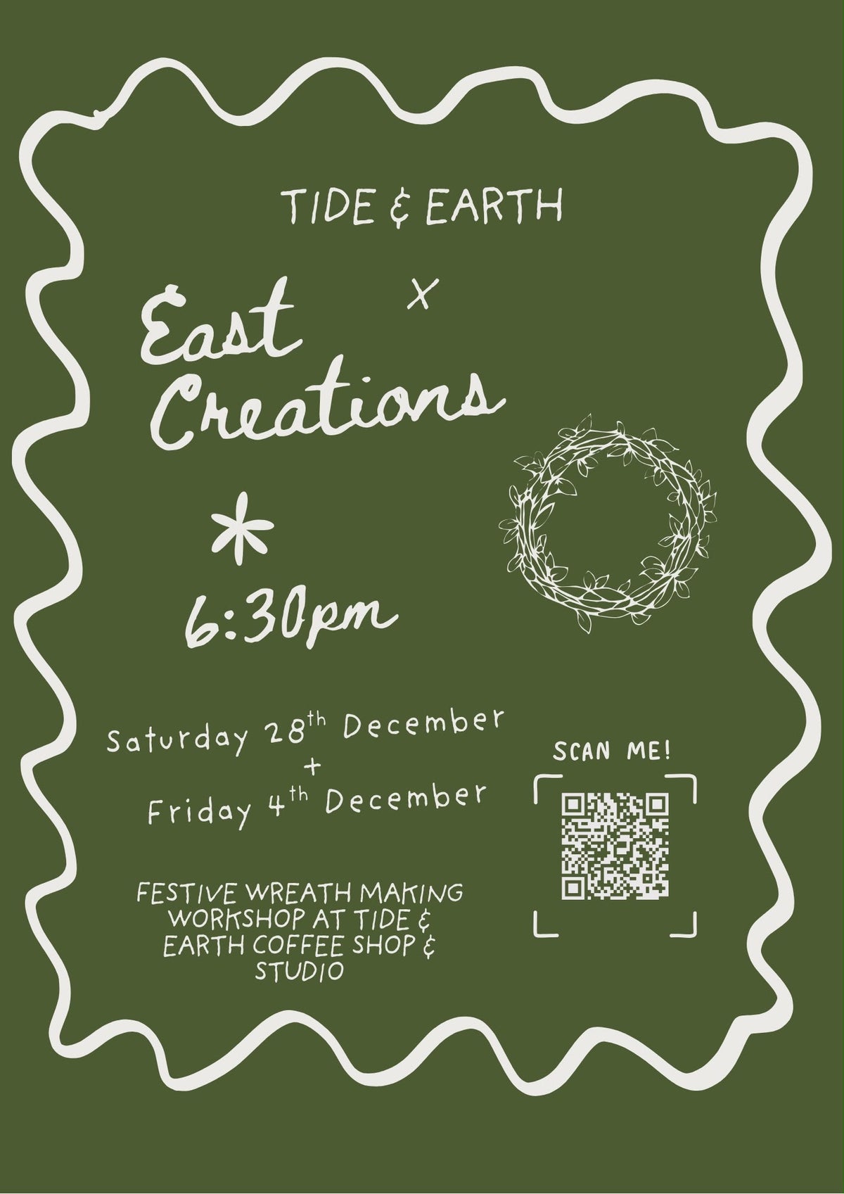 Christmas Wreath Workshop at Tide and Earth Coffee Shop - December 4th